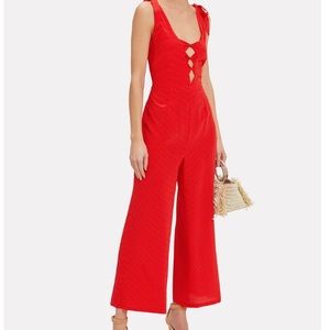 NWT!! Intermix Bridgette Red Jumpsuit silk/size 4